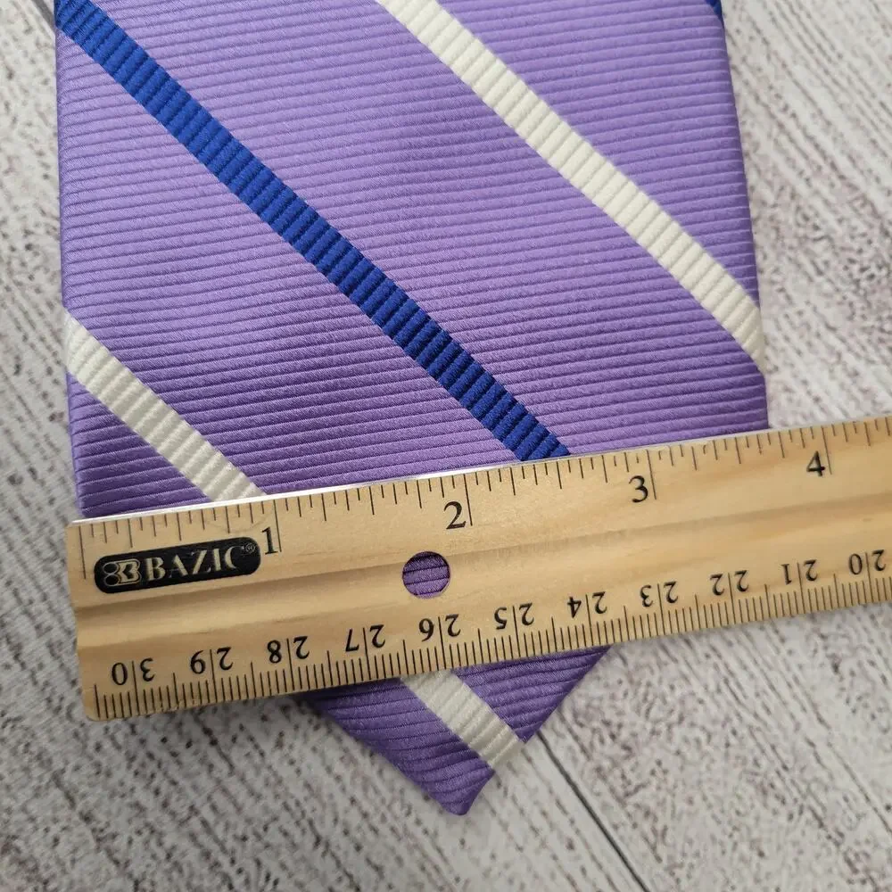 Grant Thomas Handmade Purple Blue White Silk Neck Tie Made in NY